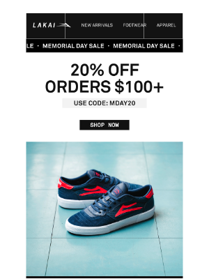 Lakai Footwear - Don't wait, Memorial Day Sale is live! 💥