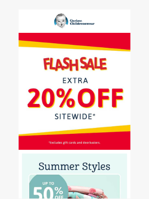 Gerber Childrenswear - [Flash Sale Alert]  Extra 20% Off Your Faves