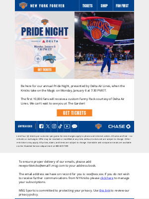 New York Knicks - Celebrate Pride Night at The Garden