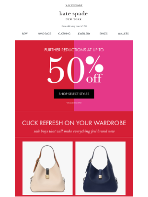 Kate Spade (United Kingdom) - More bags now half price!