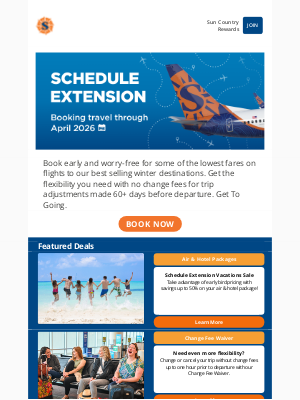 Sun Country Airlines - Plan ahead: Our schedule has been extended into 2026!