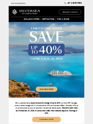 Silversea Cruises - Enjoy savings up to 40% on your next voyage