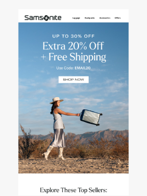 Samsonite - Exclusive Offer: Save an Extra 20% Off + Free Sitewide Shipping