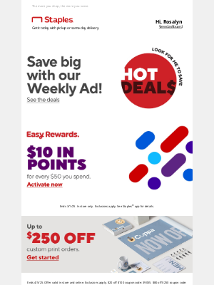 Staples - 🤑 Spend $50, earn $10 in points. Spend $200, earn $40 in points!