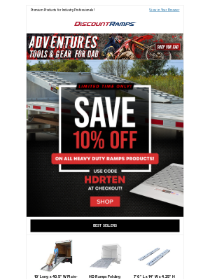 Discount Ramps - Lift It. Load It. Save 10%.