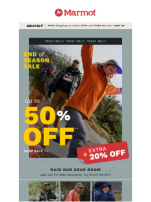 Marmot - TODAY ONLY: Up to 50% Off, plus an EXTRA 20%