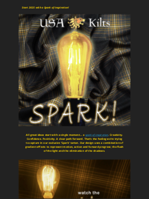 USA Kilts - New Year, New Tartan!  Introducing: SPARK Tartan