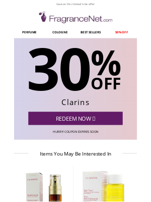 FragranceNet - 30% OFF | Clarins & more...