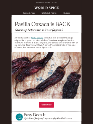 World Spice Merchants - Back in Stock: Pasilla Oaxaca 🌶️