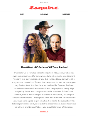 Esquire - The 40 Best HBO Shows, Ranked