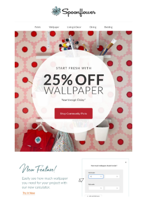 Spoonflower - Start fresh with 25% off wallpaper 🎈