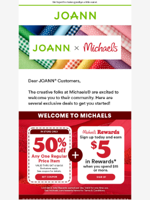 Joann Stores - 📬 A Message for Our Favorite Customers 💚