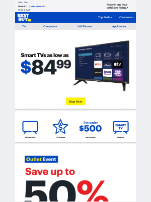 Best Buy - ** Movie night ** Smart TVs are available for as low as $84.99... It's almost like you're at the theater!