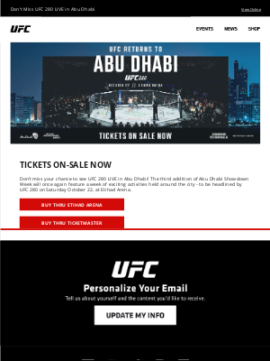 Ultimate Fighting Championship - UFC 280 ON-SALE STARTS NOW