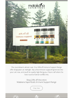 Matakana Superfoods (New Zealand) - Ends tonight: 20% off Immune Support Range