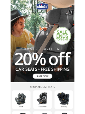 Chicco USA - LAST CHANCE! 20% off car seats + Free Shipping 🕛