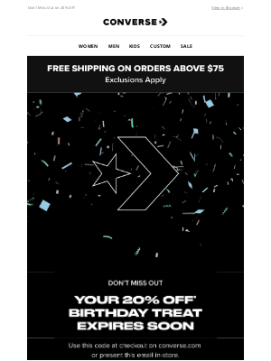 Converse - Your Birthday Gift Expires Soon