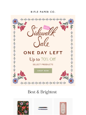 Rifle Paper Co. - One Day Left in Our Online Sidewalk Sale!