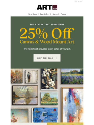 Art - 25% Off Lasting Finishes