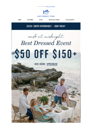 Southern Tide - Say goodnight to $50 off 🌙