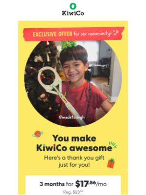 Kiwi Co. - Our Gift to You! Lock in $14.80/month (Reg. $23.95)