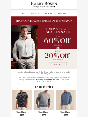 Harry Rosen - Don’t Miss Our Best Prices of the Season!