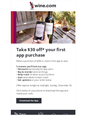 Wine - Last chance to snag $30 off in the app! ⏰