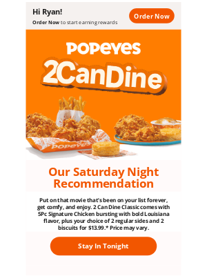 Popeyes Louisiana Kitchen - 👫 2 Can Dine: $13.99 gets you both sayin' “mmm”