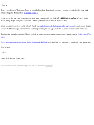Fellow - A heads up about our espresso machine