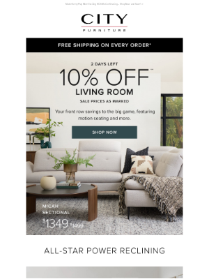 City Furniture - Are You Game-Day Ready? Enjoy 10% Off Living Room Must-Haves