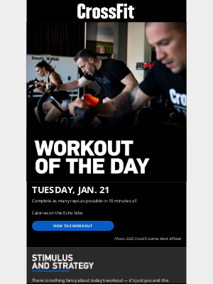 CrossFit Inc. - 250121 Workout of the Day: You and the Bike