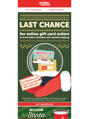 Golden Corral - Wrap Up the Holidays with Gift Cards!