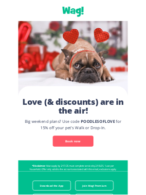 Wag - Cupid's sending 15% off