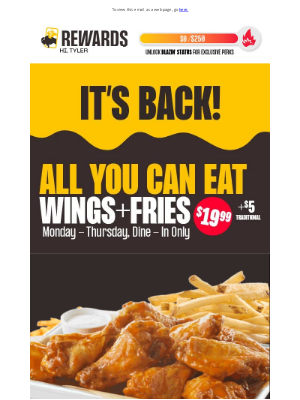 Buffalo Wild Wings - FINALLY. All You Can Eat is BACK 🙌​