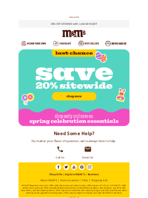 MY M&M's - 20% OFF Ends Today, 3/11!