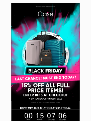Case Luggage - LAST CHANCE TO SAVE 15% OFF EVERYTHING!* 🛍️