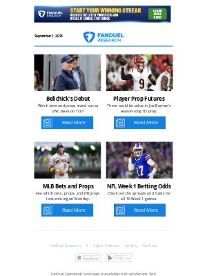 FanDuel - Bill Belichick's UNC Debut