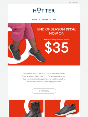 Hotter Shoes - Unbeatable prices as low as $35!