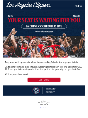 Los Angeles Clippers - Top Games are Filling Up Fast - Got Your Tickets Yet?