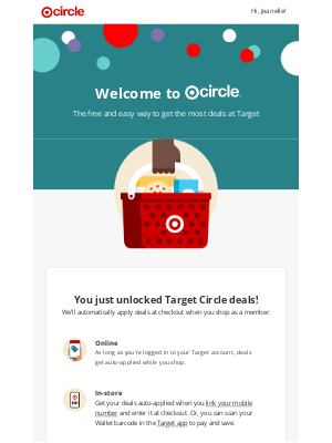 Target - Thanks for joining Target Circle! Let’s get started 😊