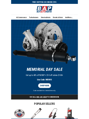 Buy Auto Parts - SALE EXTENDED! Get $10 OFF today!