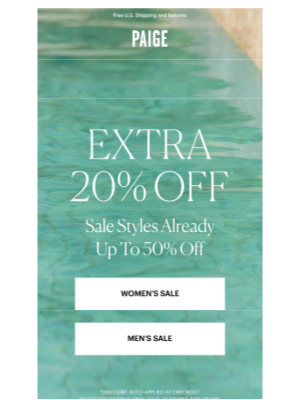 PAIGE - ENDS TONIGHT: EXTRA 20% OFF SALE