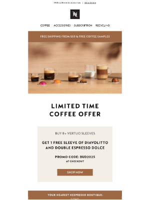 Nespresso (United Kingdom) - Two days only! 2 FREE sleeves inside