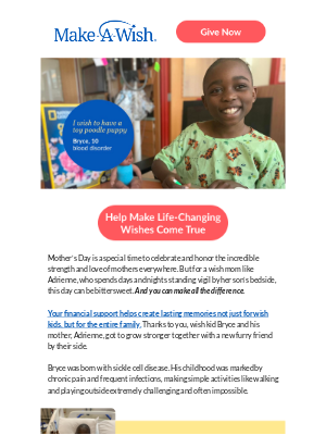 Make-A-Wish America - Wish kids like Bryce still need your support