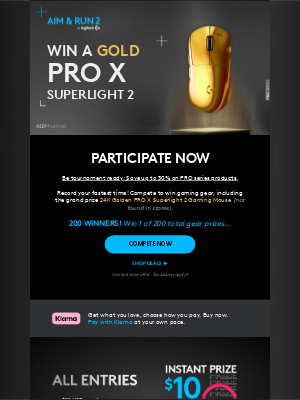 Logitech - Last Chance! 200 WINNERS: Compete in the Aim & Run challenge for…