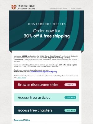 Cambridge University Press - 30% off the latest Statistics & Probability titles for INFORMS 2025