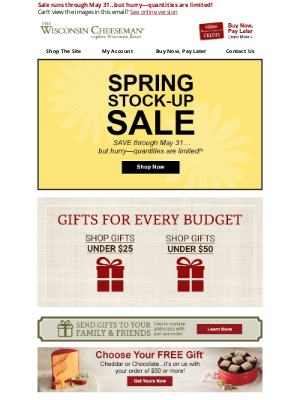 Wisconsin Cheeseman - Save in Our Spring Stock-Up Sale