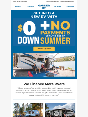 Gander Mountain - Get Into a New RV For $0 Down!