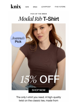 Knix - Try our bestselling Modal Rib T-Shirt at 15% off!