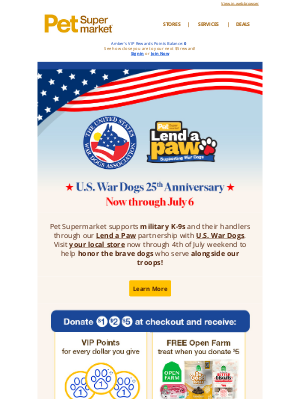 Pet Supermarket - Lend a Paw 🐾 to US War Dogs ❤️🤍💙